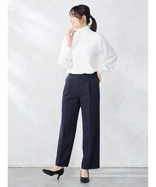 Perfect Suit FActory(パーフェクトスーツファクトリー)の「ソフトタッチ 裏起毛タートルネック プルオーバー グリーン/ブラック/ホワイト(シャツ/ブラウス・レディース・オフホワイト/ブラック/ライトグリーン・L/M)」の5枚目の写真