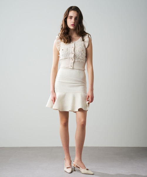 DEICY（デイシー）の「リボンフリンジフリルニット（ニット/セーター・レディース・ピンク/アイボリー・FREE）」の4枚目の写真