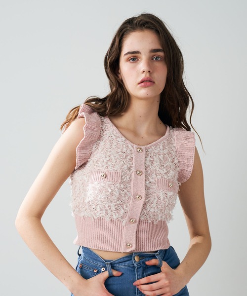 DEICY（デイシー）の「リボンフリンジフリルニット（ニット/セーター・レディース・ピンク/アイボリー・FREE）」の11枚目の写真