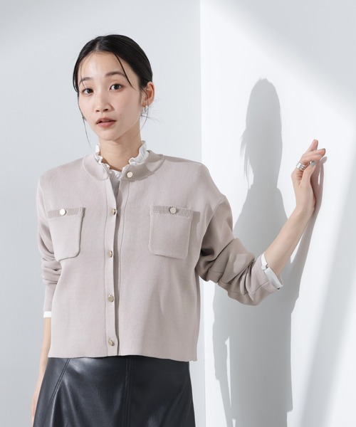 NANO universe（ナノユニバース）の「洗濯機洗可UVカット総針ニットカーディガン（カーディガン/ボレロ・レディース・オフホワイト/ブラック/ライトグレー・FREE）」の3枚目の写真