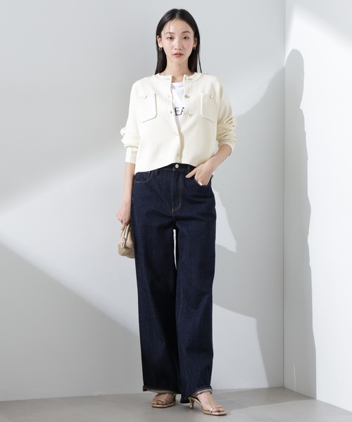 NANO universe（ナノユニバース）の「洗濯機洗可UVカット総針ニットカーディガン（カーディガン/ボレロ・レディース・オフホワイト/ブラック/ライトグレー・FREE）」の7枚目の写真