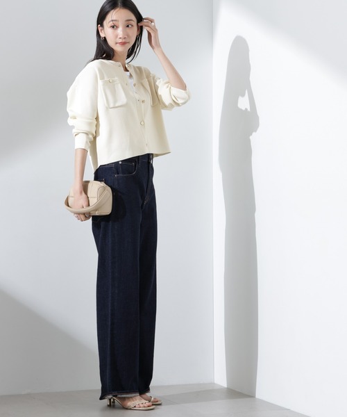 NANO universe（ナノユニバース）の「洗濯機洗可UVカット総針ニットカーディガン（カーディガン/ボレロ・レディース・オフホワイト/ブラック/ライトグレー・FREE）」の8枚目の写真