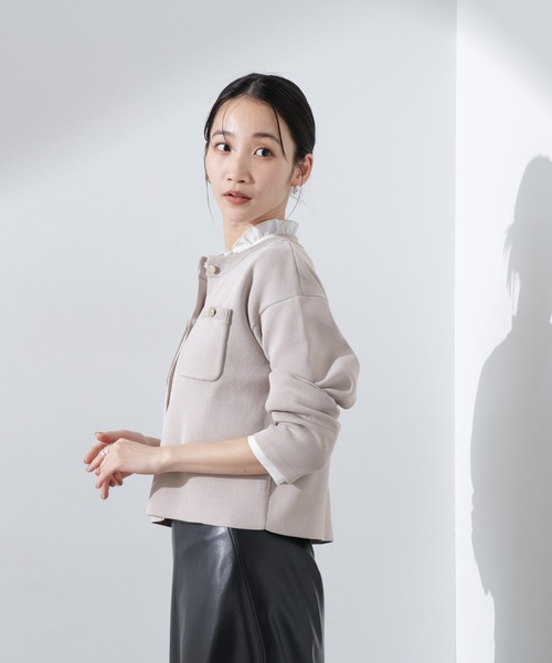 NANO universe（ナノユニバース）の「洗濯機洗可UVカット総針ニットカーディガン（カーディガン/ボレロ・レディース・オフホワイト/ブラック/ライトグレー・FREE）」の12枚目の写真