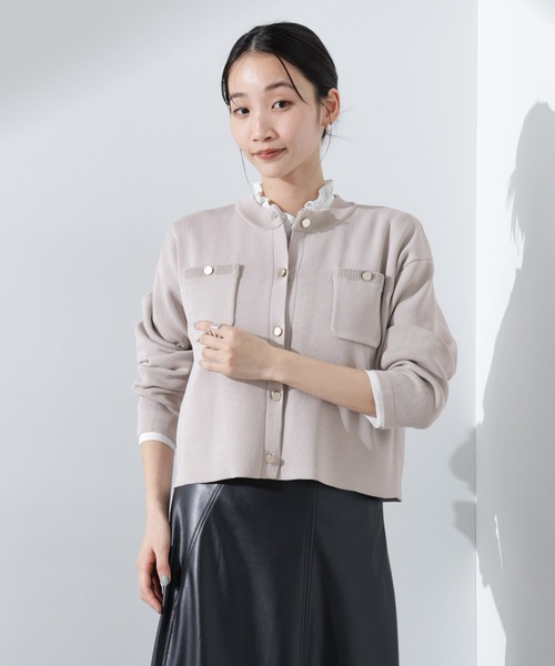 NANO universe（ナノユニバース）の「洗濯機洗可UVカット総針ニットカーディガン（カーディガン/ボレロ・レディース・オフホワイト/ブラック/ライトグレー・FREE）」の11枚目の写真