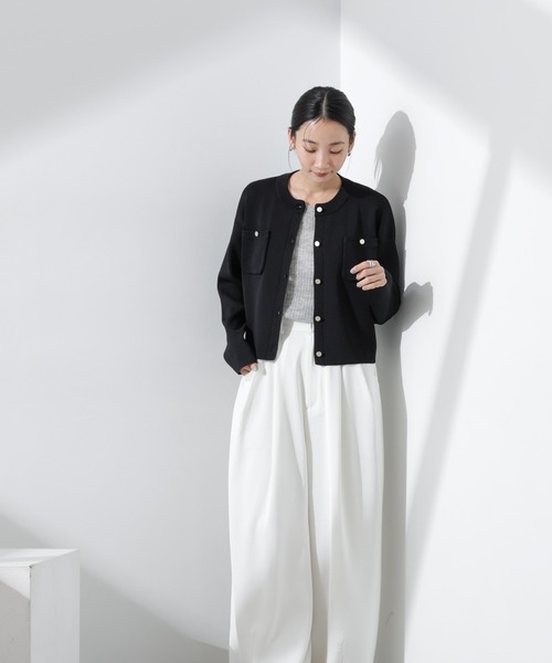 NANO universe（ナノユニバース）の「洗濯機洗可UVカット総針ニットカーディガン（カーディガン/ボレロ・レディース・オフホワイト/ブラック/ライトグレー・FREE）」の21枚目の写真