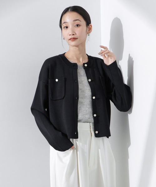 NANO universe（ナノユニバース）の「洗濯機洗可UVカット総針ニットカーディガン（カーディガン/ボレロ・レディース・オフホワイト/ブラック/ライトグレー・FREE）」の18枚目の写真