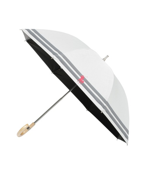 POLO RALPH LAUREN(ポロ ラルフ ローレン)の「遮光100 晴雨兼用 日傘 軽量 "裾ボーダー POLO" ポロ(長傘・レディース・ブラック/ブルー系その他/ダークブルー/オフホワイト・FREE)」の14枚目の写真