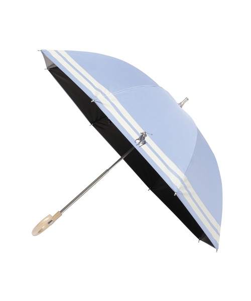 低価格の 晴雨兼用 遮光100 日傘 ポロ（長傘 POLO' '裾ボーダー 軽量 小物