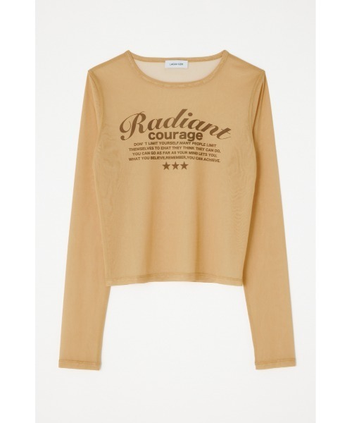 LAGUA GEM（ラグアジェム）の「SHEER LOGO PRINT トップス（Tシャツ/カットソー・レディース・ベージュ/ホワイト/ピンク/ブラック・FREE）」の21枚目の写真