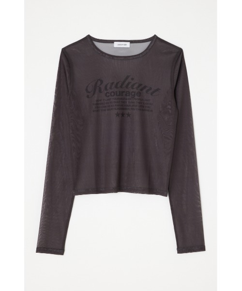 LAGUA GEM（ラグアジェム）の「SHEER LOGO PRINT トップス（Tシャツ/カットソー・レディース・ベージュ/ホワイト/ピンク/ブラック・FREE）」の11枚目の写真