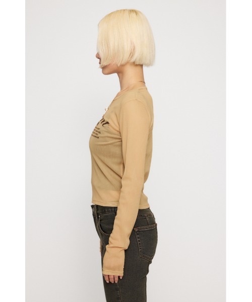 LAGUA GEM（ラグアジェム）の「SHEER LOGO PRINT トップス（Tシャツ/カットソー・レディース・ベージュ/ホワイト/ピンク/ブラック・FREE）」の17枚目の写真