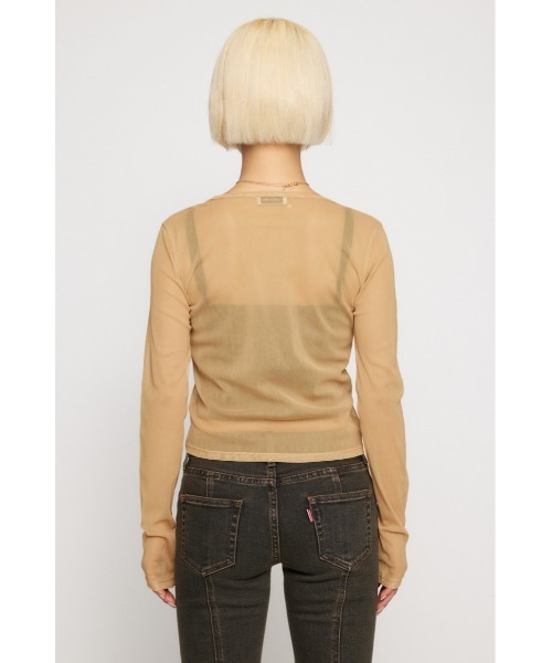 LAGUA GEM（ラグアジェム）の「SHEER LOGO PRINT トップス（Tシャツ/カットソー・レディース・ベージュ/ホワイト/ピンク/ブラック・FREE）」の18枚目の写真