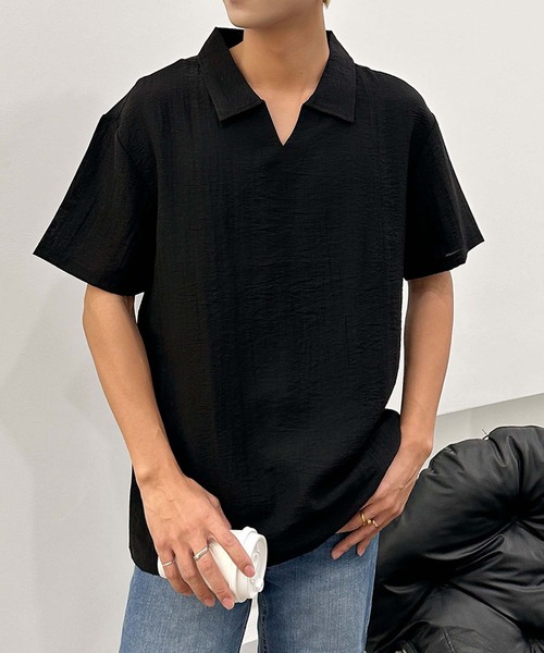 aimoha（アイモハ）の「【aimoha neo】Urban Polo Shirt (SS)（ポロシャツ・メンズ・ブラック/チョコ/ホワイト・XXX-LARGE/XX-LARGE/X-LARGE/LARGE）」の17枚目の写真