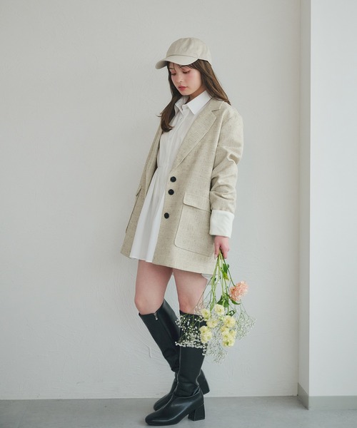 fupel（フぺル）の「spring tweed tailored jaket / スプリングツイードテーラードジャケット(setup対応可)（テーラードジャケット・レディース・ブラウン系その他/ライトベージュ・FREE）」の16枚目の写真