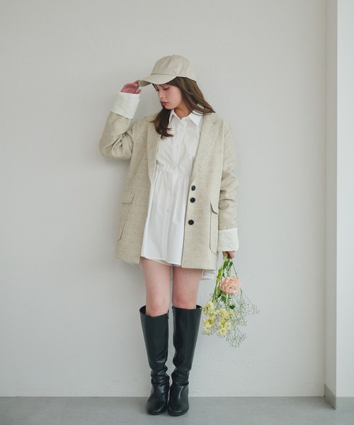 fupel（フぺル）の「spring tweed tailored jaket / スプリングツイードテーラードジャケット(setup対応可)（テーラードジャケット・レディース・ブラウン系その他/ライトベージュ・FREE）」の17枚目の写真