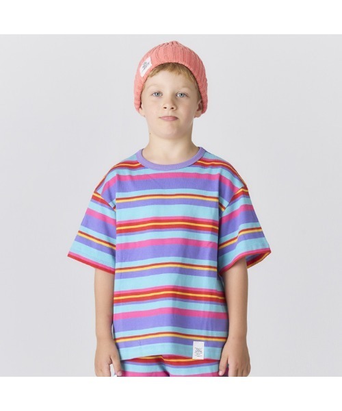 Smoothy(スムージー)の「Smoothy Multi border Tee / スムージー マルチボーダ-Tシャツ(Tシャツ/カットソー・キッズ・マルチ・X-LARGE/LARGE/MEDIUM/SMALL)」の1枚目の写真