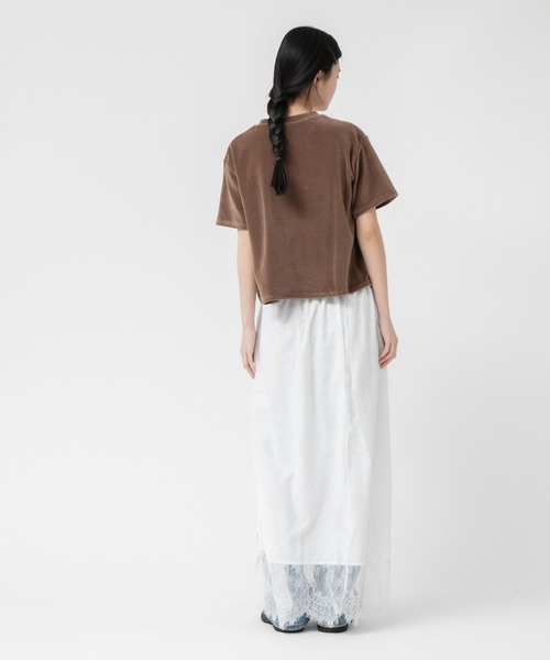 HEILIS(ヘイリス)の「レース刺繍フラワーロングスカート / タイト スリット ロング丈 ブラック ホワイト(スカート・レディース・ホワイト/ブラック・FREE)」の8枚目の写真