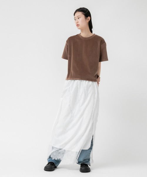 HEILIS(ヘイリス)の「レース刺繍フラワーロングスカート / タイト スリット ロング丈 ブラック ホワイト(スカート・レディース・ホワイト/ブラック・FREE)」の11枚目の写真