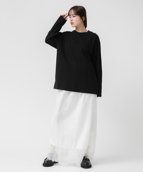 HEILIS(ヘイリス)の「レース刺繍フラワーロングスカート / タイト スリット ロング丈 ブラック ホワイト(スカート・レディース・ホワイト/ブラック・FREE)」の17枚目の写真