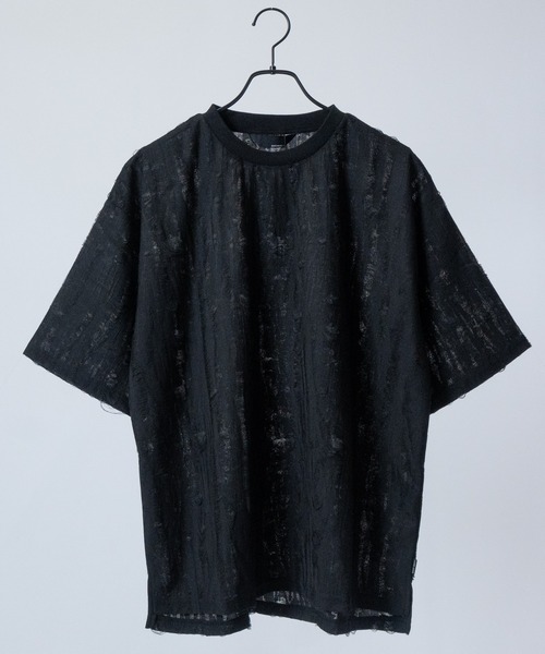 Naive magic（ナイーブマジック）の「【a】〔Naive Magic〕ダメージ加工 ビッグシルエット クルーネックTシャツ（Tシャツ/カットソー・メンズ・グレー/ブラック・LARGE/MEDIUM）」の21枚目の写真