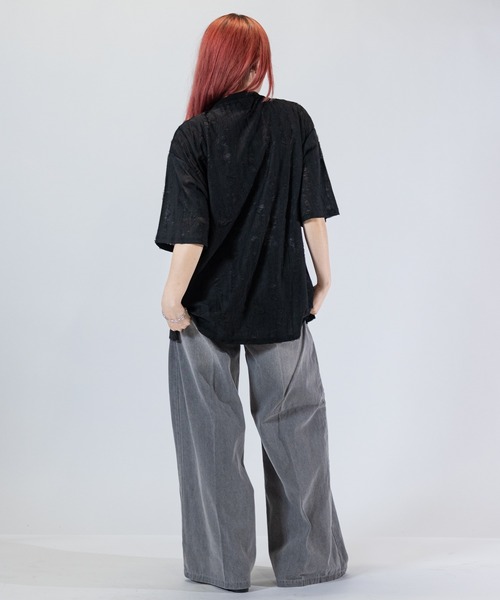 Naive magic（ナイーブマジック）の「【a】〔Naive Magic〕ダメージ加工 ビッグシルエット クルーネックTシャツ（Tシャツ/カットソー・メンズ・グレー/ブラック・LARGE/MEDIUM）」の11枚目の写真