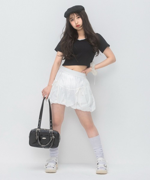 repipi armario（レピピ アルマリオ）の「リボンバルーンスカート（スカート・キッズ・ブラック/ホワイト・SMALL/MEDIUM/LARGE）」の4枚目の写真