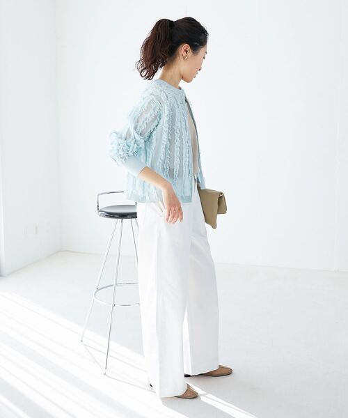 le.coeur blanc（ルクールブラン）の「フリンジニットカーディガン（カーディガン/ボレロ・レディース・オフホワイト/サックスブルー・38）」の10枚目の写真