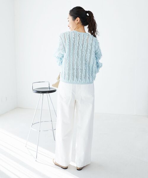 le.coeur blanc（ルクールブラン）の「フリンジニットカーディガン（カーディガン/ボレロ・レディース・オフホワイト/サックスブルー・38）」の11枚目の写真
