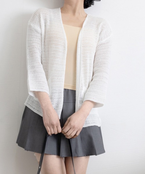 Miniministore(ミニミニストア)の「カーディガン メッシュトップス 薄手羽織(カーディガン/ボレロ・レディース・アイボリー/ホワイト/ダークベージュ・FREE)」の1枚目の写真
