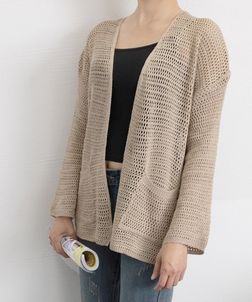 Miniministore(ミニミニストア)の「カーディガン メッシュトップス 薄手羽織(カーディガン/ボレロ・レディース・アイボリー/ホワイト/ダークベージュ・FREE)」の3枚目の写真