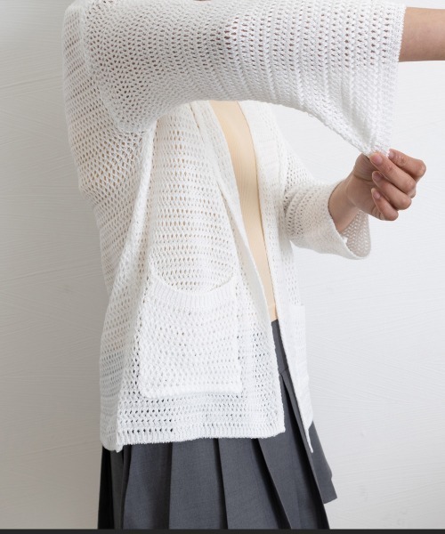 Miniministore(ミニミニストア)の「カーディガン メッシュトップス 薄手羽織(カーディガン/ボレロ・レディース・アイボリー/ホワイト/ダークベージュ・FREE)」の6枚目の写真