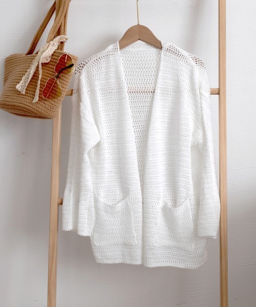 Miniministore(ミニミニストア)の「カーディガン メッシュトップス 薄手羽織(カーディガン/ボレロ・レディース・アイボリー/ホワイト/ダークベージュ・FREE)」の12枚目の写真