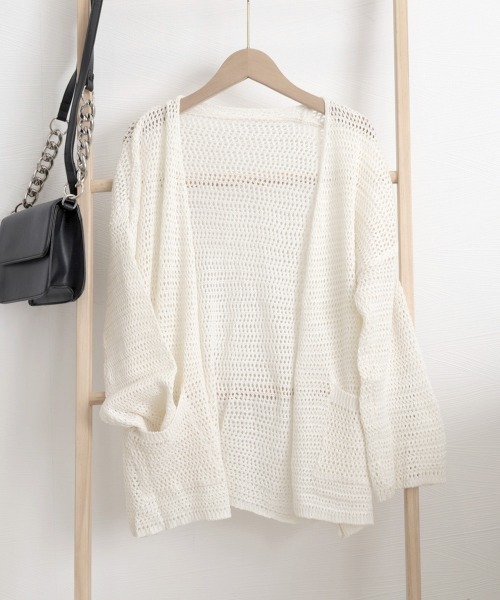 Miniministore(ミニミニストア)の「カーディガン メッシュトップス 薄手羽織(カーディガン/ボレロ・レディース・アイボリー/ホワイト/ダークベージュ・FREE)」の15枚目の写真