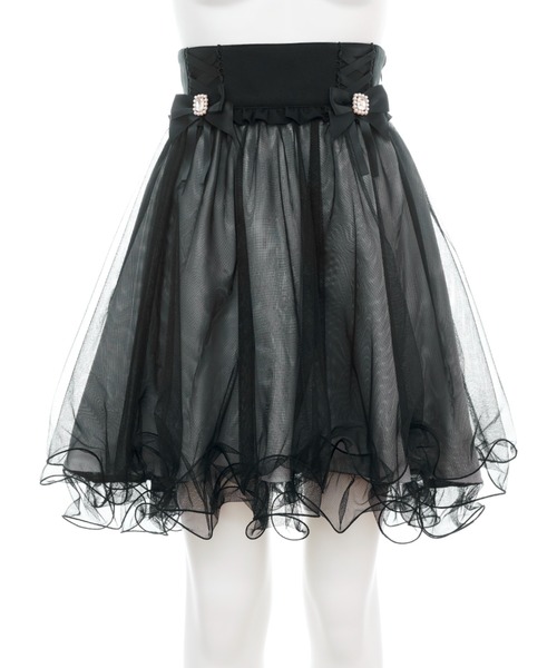 Secret Honey（シークレットハニー）の「サイドレースアップチュールスカート（スカート・レディース・ブラック/グレー・MEDIUM）」の10枚目の写真