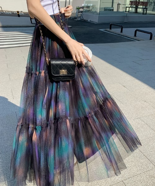 Diosfront（ディオスフロント）の「マーブルカラーティアードフリルチュールスカート（スカート・レディース・パープル系その他/レッド系その他・FREE）」の15枚目の写真