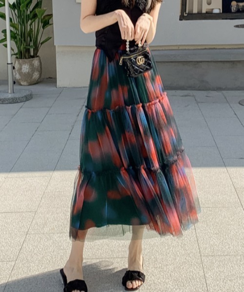 Diosfront（ディオスフロント）の「マーブルカラーティアードフリルチュールスカート（スカート・レディース・パープル系その他/レッド系その他・FREE）」の10枚目の写真