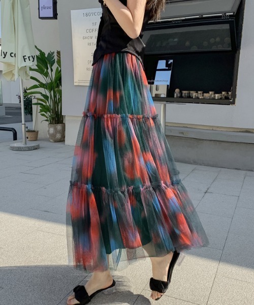 Diosfront（ディオスフロント）の「マーブルカラーティアードフリルチュールスカート（スカート・レディース・パープル系その他/レッド系その他・FREE）」の13枚目の写真