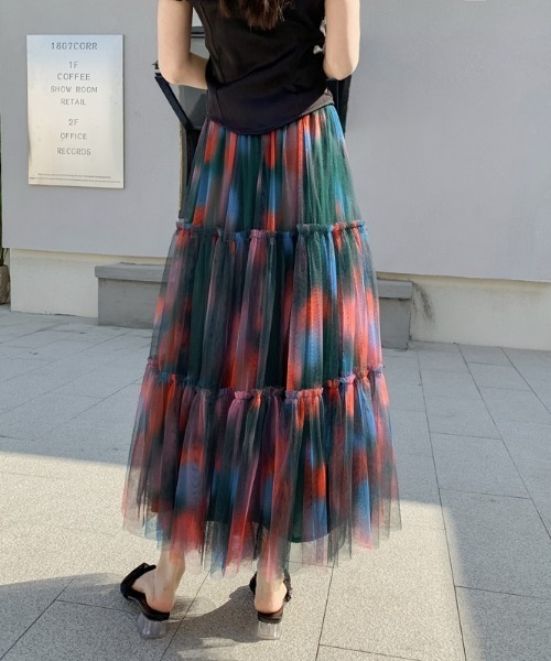 Diosfront（ディオスフロント）の「マーブルカラーティアードフリルチュールスカート（スカート・レディース・パープル系その他/レッド系その他・FREE）」の14枚目の写真