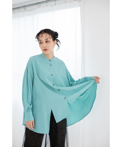 OSMOSIS(オズモーシス)の「アシンメトリーフレアーブラウス(シャツ/ブラウス・レディース・ホワイト/グリーン系その他/ブラック・ONE SIZE)」の7枚目の写真