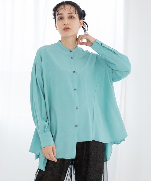 OSMOSIS(オズモーシス)の「アシンメトリーフレアーブラウス(シャツ/ブラウス・レディース・ホワイト/グリーン系その他/ブラック・ONE SIZE)」の11枚目の写真