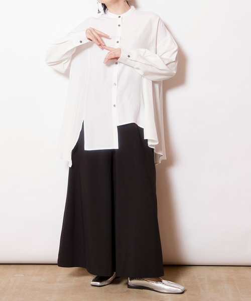 OSMOSIS(オズモーシス)の「アシンメトリーフレアーブラウス(シャツ/ブラウス・レディース・ホワイト/グリーン系その他/ブラック・ONE SIZE)」の13枚目の写真