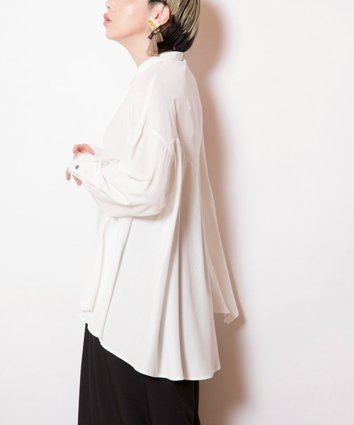 OSMOSIS(オズモーシス)の「アシンメトリーフレアーブラウス(シャツ/ブラウス・レディース・ホワイト/グリーン系その他/ブラック・ONE SIZE)」の16枚目の写真