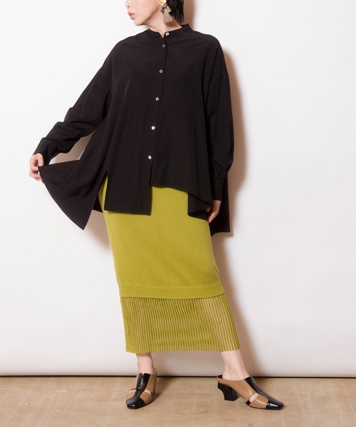 OSMOSIS(オズモーシス)の「アシンメトリーフレアーブラウス(シャツ/ブラウス・レディース・ホワイト/グリーン系その他/ブラック・ONE SIZE)」の20枚目の写真