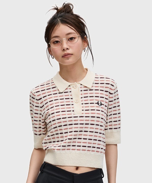 セール】Boucle Knitted Polo Shirt／ブークレニットポロシャツ