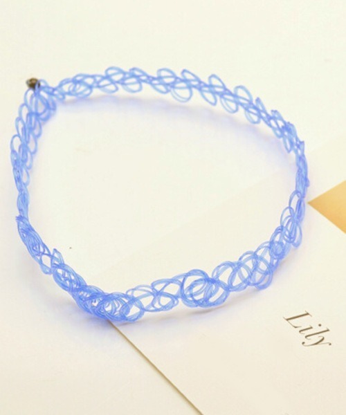 MASHIRO（マシロ）の「【MASHIRO】ワイヤータトゥーチョーカー/Y2K 平成ギャル 推しカラー（MA/EK277）（チョーカー・レディース・パープル/イエロー/レッド/ピンク/グリーン/グレー/ブルー/クリア/ブラック/ライトブルー/ライトピンク/その他/シルバー・FREE）」の22枚目の写真