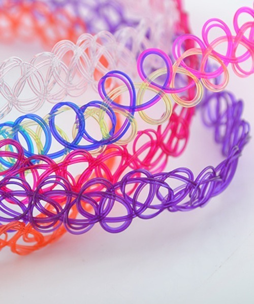 MASHIRO（マシロ）の「【MASHIRO】ワイヤータトゥーチョーカー/Y2K 平成ギャル 推しカラー（MA/EK277）（チョーカー・レディース・パープル/イエロー/レッド/ピンク/グリーン/グレー/ブルー/クリア/ブラック/ライトブルー/ライトピンク/その他/シルバー・FREE）」の20枚目の写真