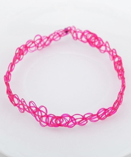 MASHIRO（マシロ）の「【MASHIRO】ワイヤータトゥーチョーカー/Y2K 平成ギャル 推しカラー（MA/EK277）（チョーカー・レディース・パープル/イエロー/レッド/ピンク/グリーン/グレー/ブルー/クリア/ブラック/ライトブルー/ライトピンク/その他/シルバー・FREE）」の15枚目の写真