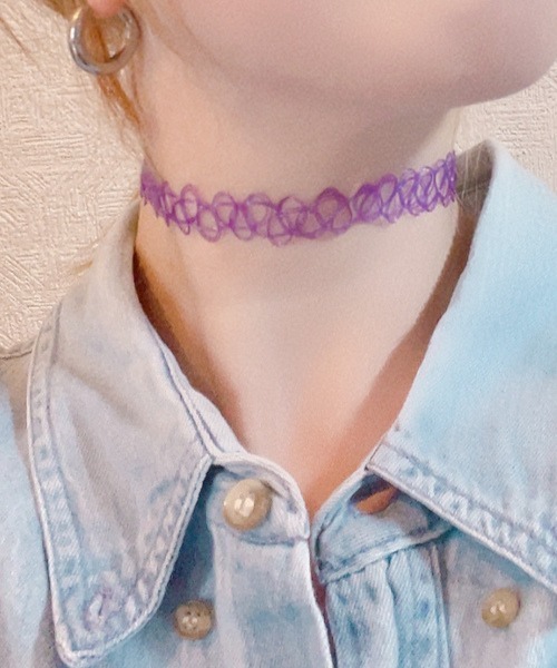 MASHIRO】ワイヤータトゥーチョーカー/Y2K 平成ギャル 推しカラー（MA