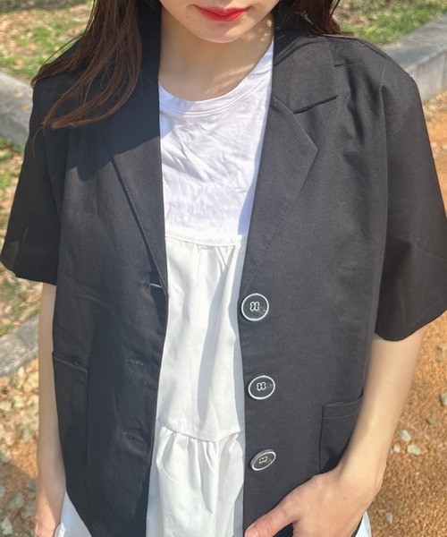 日本未入荷★Karen Millen 襟付き半袖テーラードジャケット Tall Tailored Short Sleeve Blazer Jacket | Karen Millen