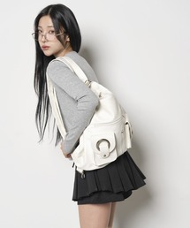 FOLLOWIN | 【3WAY仕様クロスバッグ/ショルダーバッグ/バックパック】サークルシルバーメタリックスナップバッグ(ショルダーバッグ)